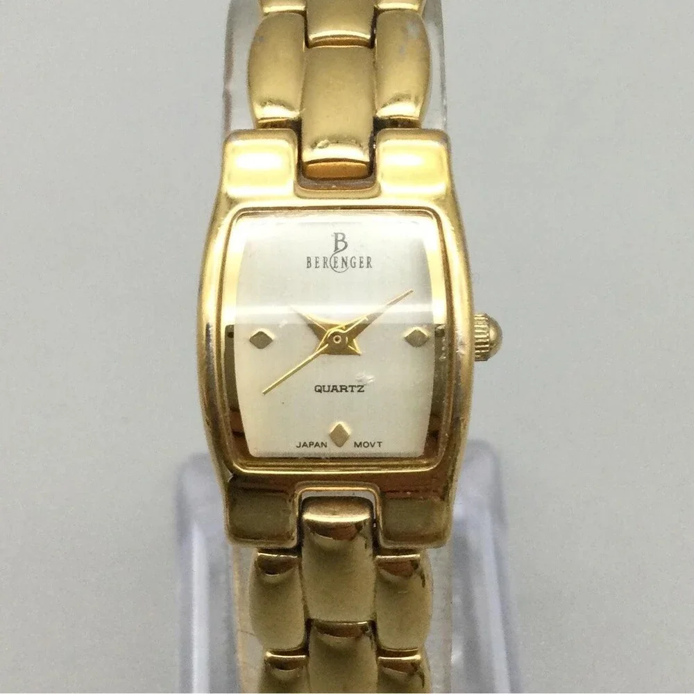 Berenger Womens Watch 16mm Gold Plated Bracelet Cream Dial New Battery 7.75